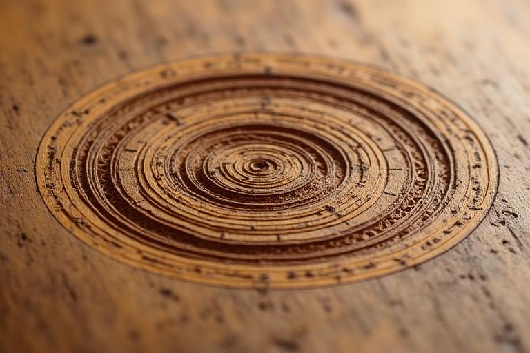 Holzmaserung mit überlagertem Goldenem Schnitt Diagramm