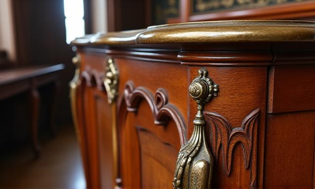 Restaurierter antiker Schrank mit feinen Details