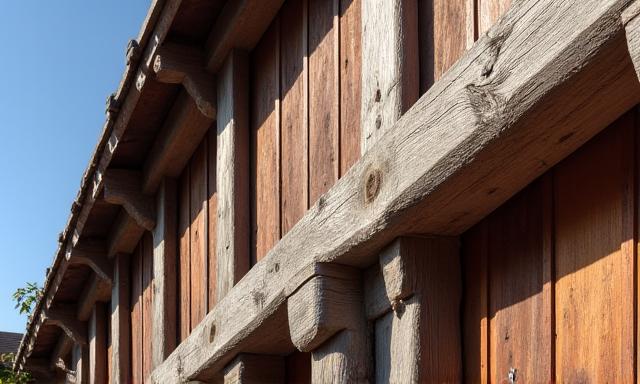 Detailaufnahme eines traditionellen Holzrahmenbaus