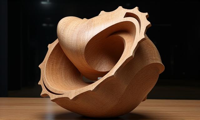 Abstrakte Holzskulptur mit mathematischen Mustern